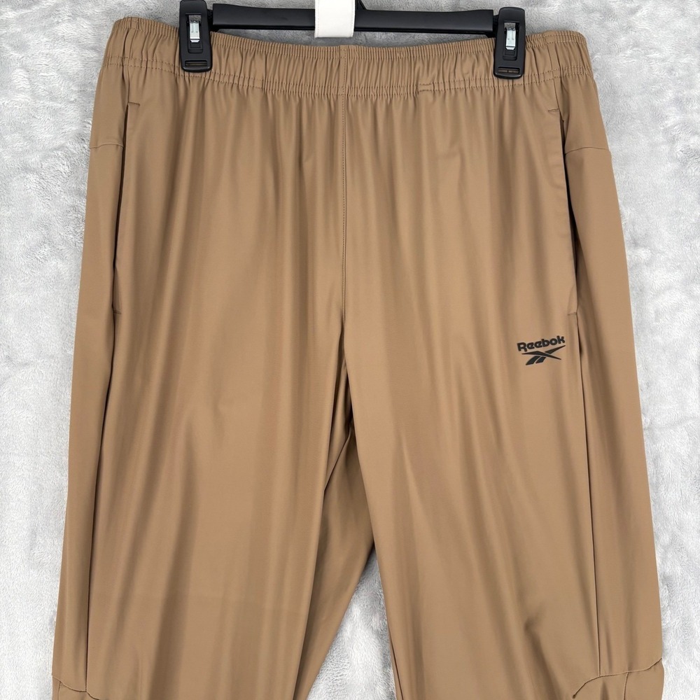 Reebok Tan Nylon Spandex Jogger Track Pants Mens Athletic Lounge Large - Picture 2 of 16